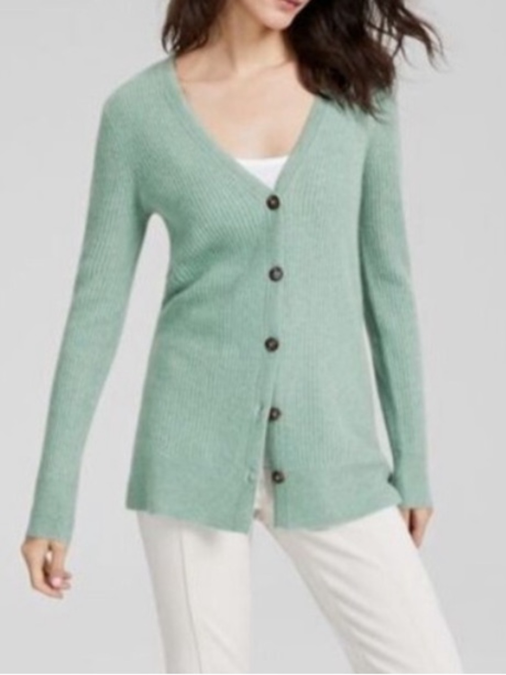 Charter Club 100% Cashmere Ribbed Cardigan Size Medium Women’s Light Aqua